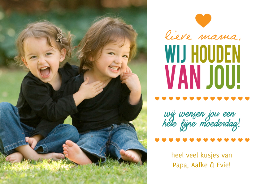 Happytime fotokaart met namen - Moederdag kaarten Moederdag kaarten - Happytime fotokaart met namen