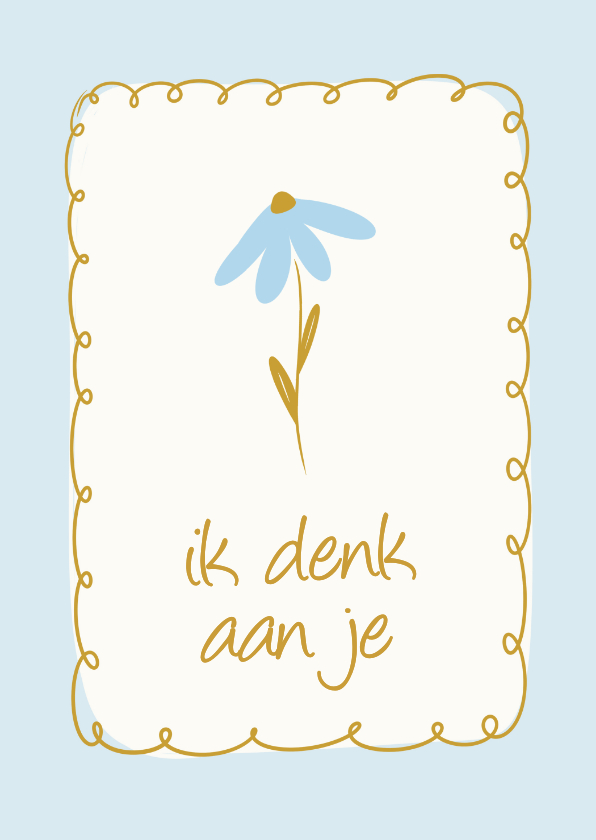Ik denk aan je kaartje voor moederdag met blauw bloemetje - Moederdag kaarten Moederdag kaarten - Ik denk aan je kaartje voor moederdag met blauw bloemetje