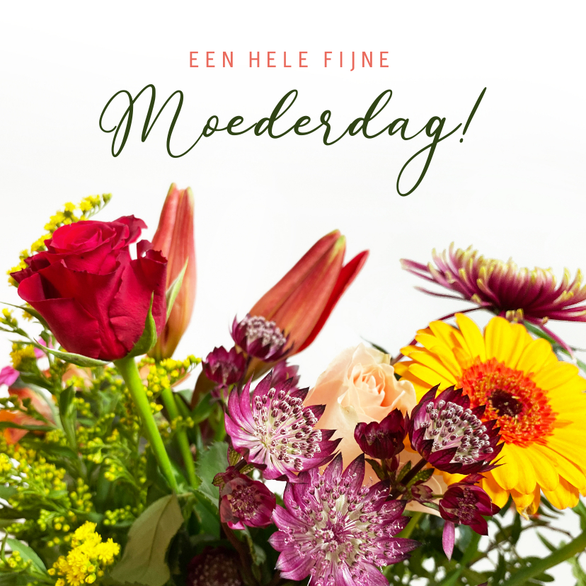 Moederdag kaarten - Klassieke moederdagkaart met een foto van een fleurig boeket