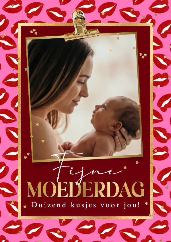 Moederdag kaarten - Kleurrijke moederdagkaart duizend kusjes hartjes goud