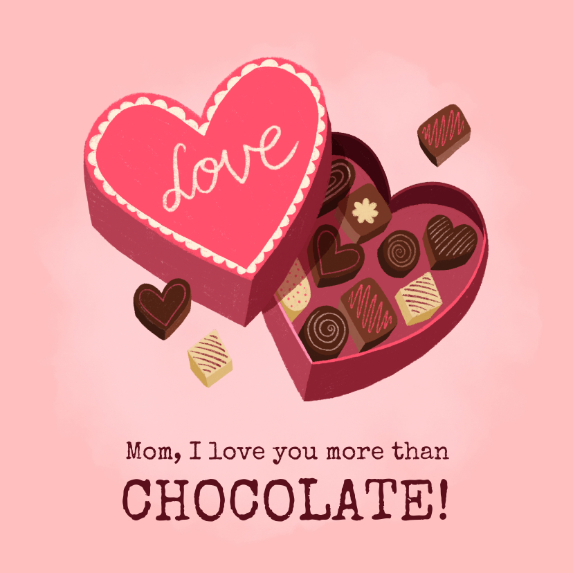 Moederdag kaarten - Lekkere moederdag kaart met doos bonbons en grappige tekst