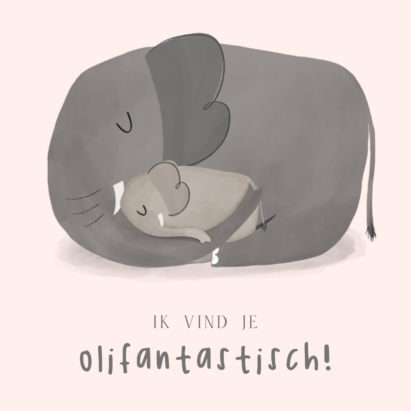 Moederdag kaarten - Lief moederdagkaartje met moederolifant en kind