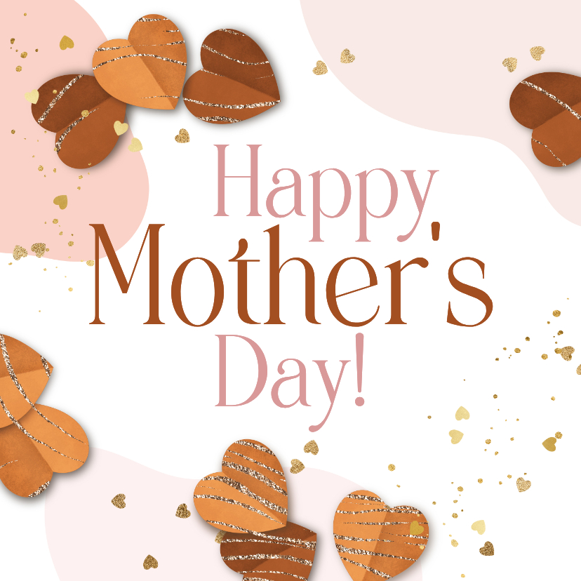 Moederdag kaarten - Liefdevolle moederdagkaart happy mother's day 3d hart goud