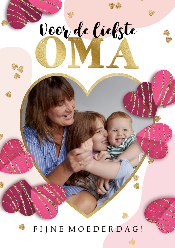 Moederdag kaarten - Liefdevolle moederdagkaart voor de liefste oma foto hartjes