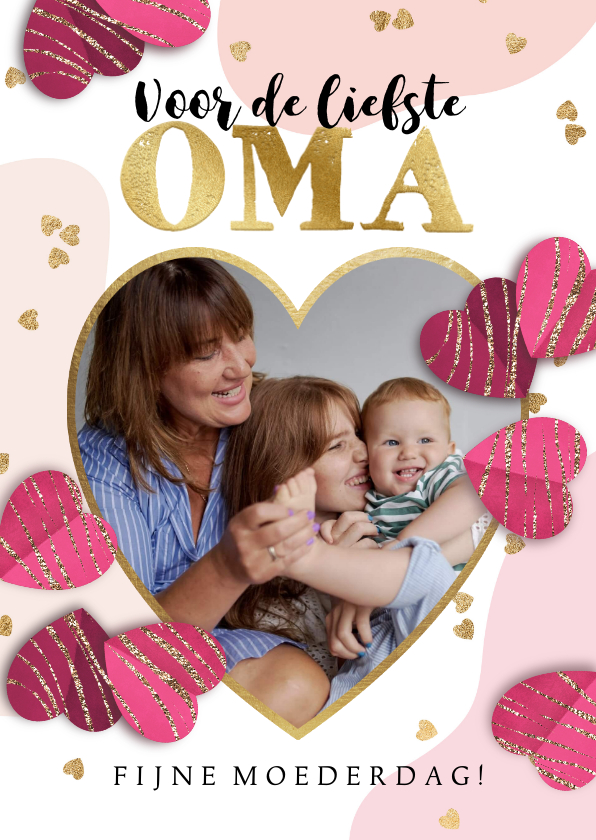 Liefdevolle moederdagkaart voor de liefste oma foto hartjes - Moederdag kaarten Moederdag kaarten - Liefdevolle moederdagkaart voor de liefste oma foto hartjes