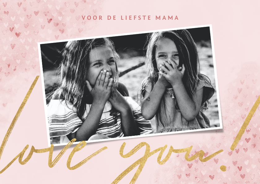 Moederdag kaarten - Lieve moederdag kaart hartjes, waterverf foto Love you!