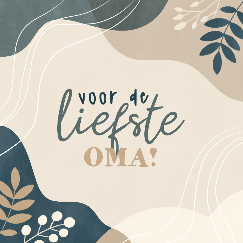 Moederdag kaarten - Lieve moederdag kaart voor oma met vormen en plantjes