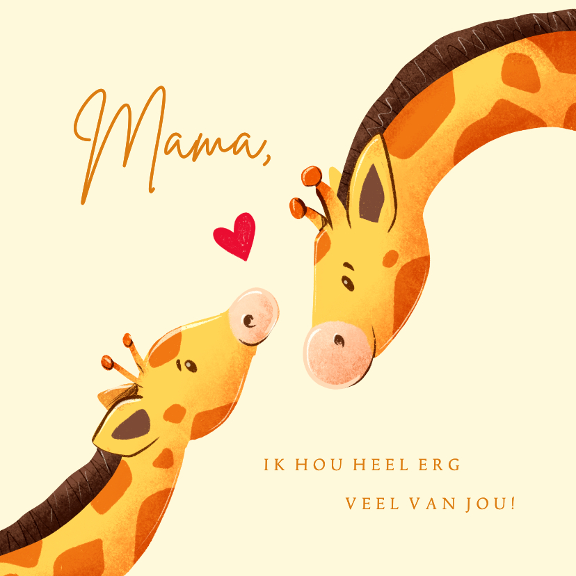 Moederdag kaarten - Lieve moederdagkaart met 2 giraffen en hartje