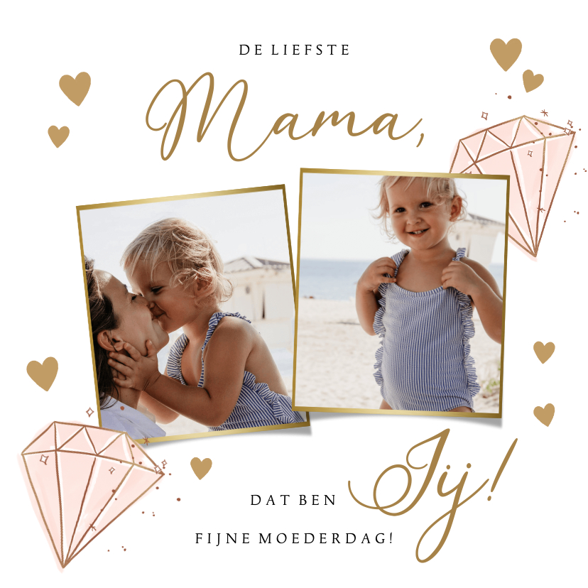 Moederdag kaarten - Lieve moederdagkaart met foto's en diamant