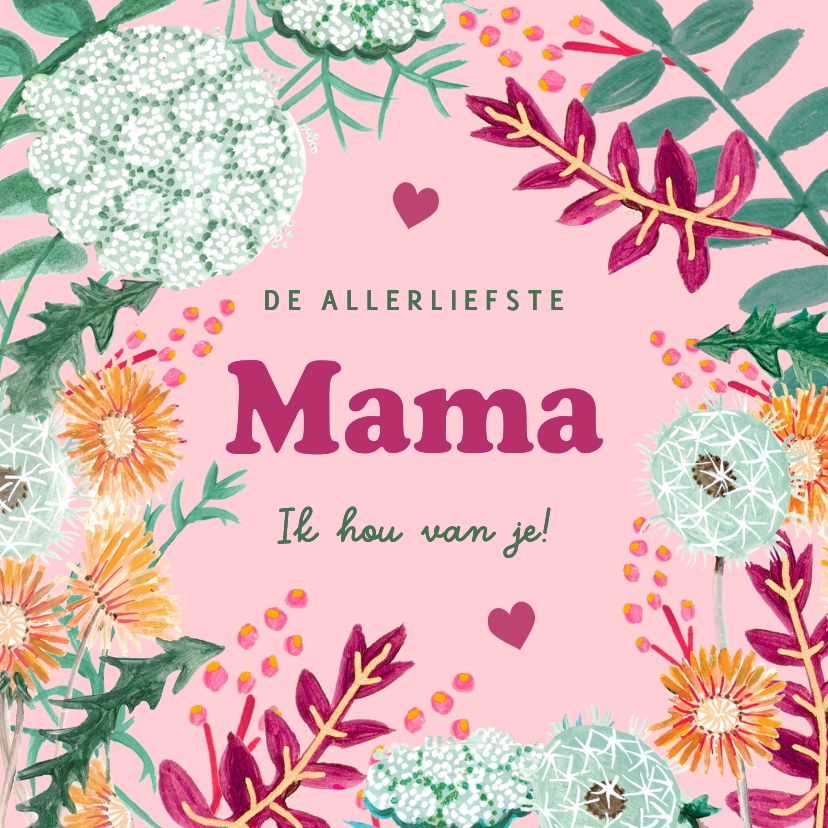 Moederdag kaarten - Moederdag bloemenkaart met paardenbloemen