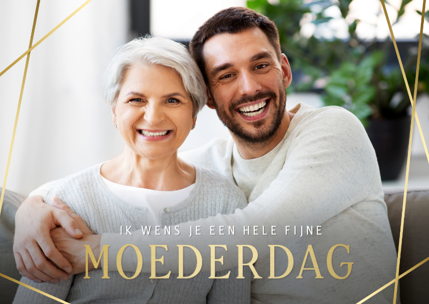 Moederdag kaarten - Moederdag fotokaart met grote foto en geometrische strepen