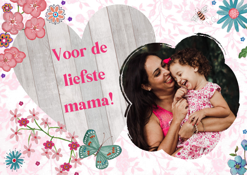 Moederdag HART hout Liefste Mama - Moederdag kaarten Moederdag kaarten - Moederdag HART hout Liefste Mama