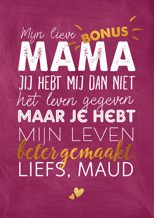 Moederdag kaarten - Moederdag kaart bonusmama