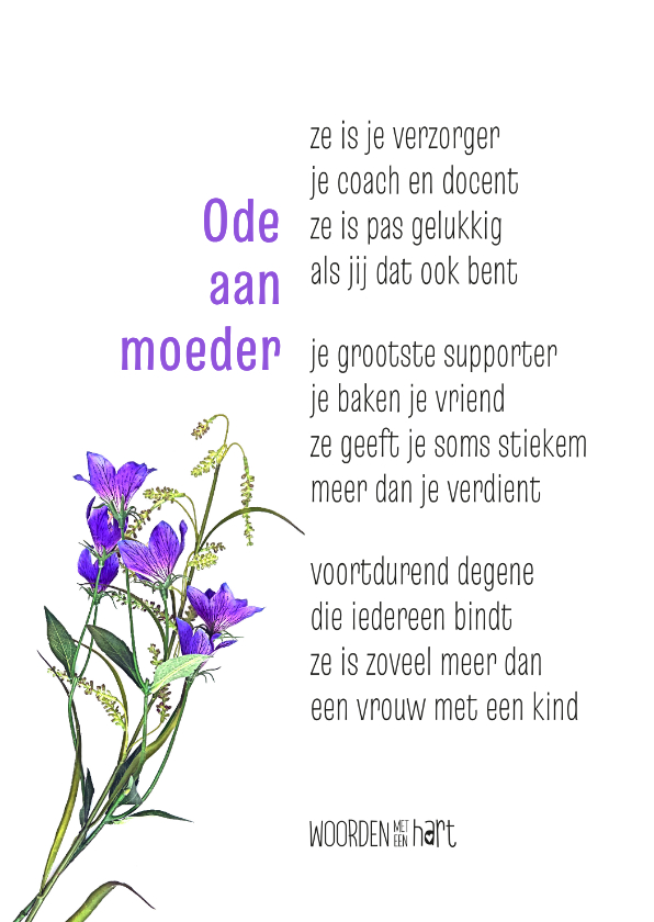 Moederdag kaarten - Moederdag kaart gedicht ode aan moeder