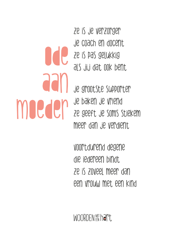 Moederdag kaarten - Moederdag kaart gedicht ode aan moeder