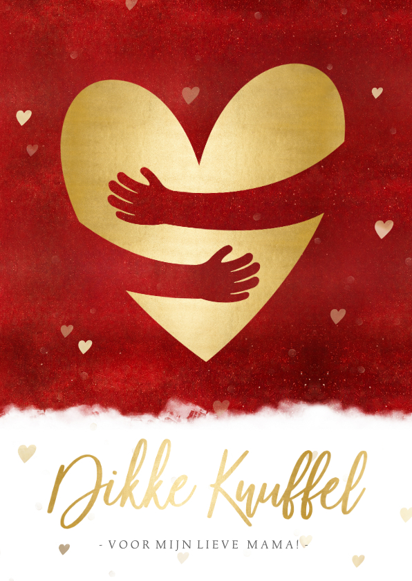Moederdag kaarten - Moederdag kaart met gouden hart met papieren knuffel