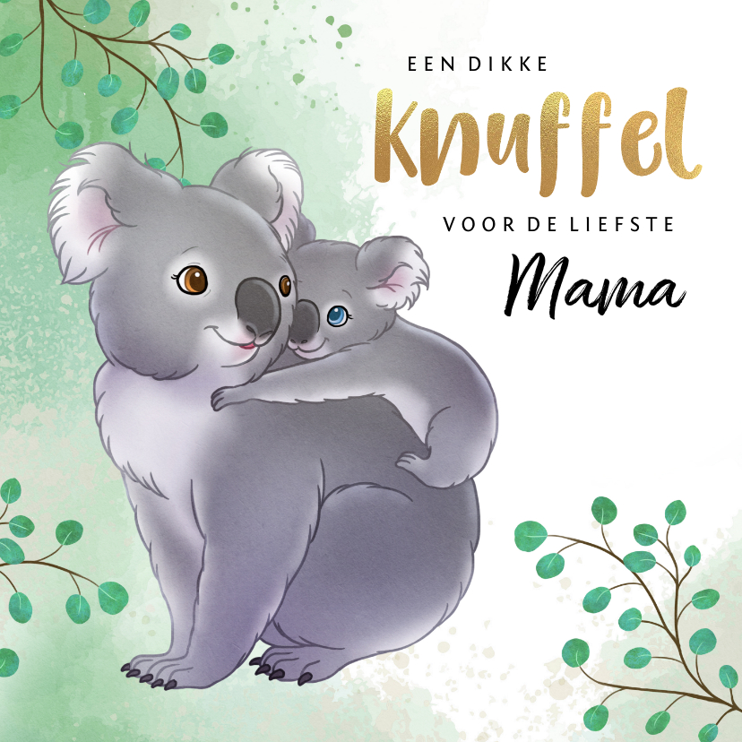 Moederdag kaarten - Moederdag kaart met mama koala en baby 