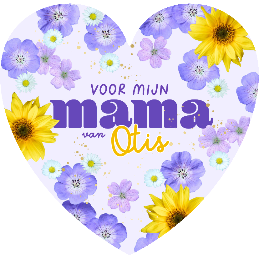 Moederdag kaarten - Moederdag kaartje hart met bloemen