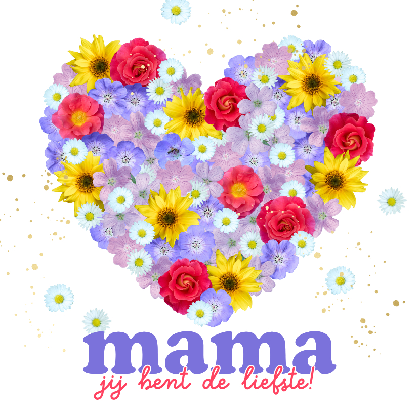 Moederdag kaarten - Moederdag kaartje vrolijk bloemenhart