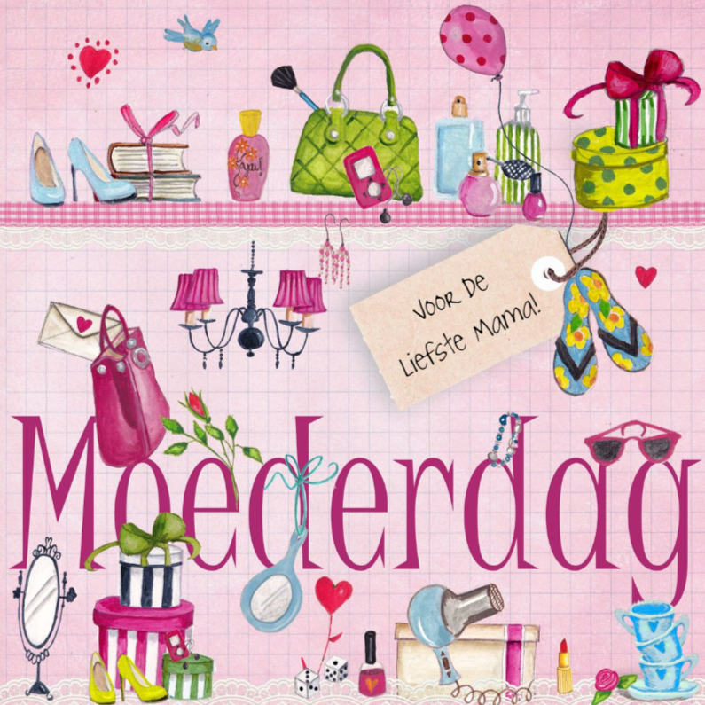Moederdag Kado Mama Roze Makeup - Moederdag kaarten Moederdag kaarten - Moederdag Kado Mama Roze Makeup