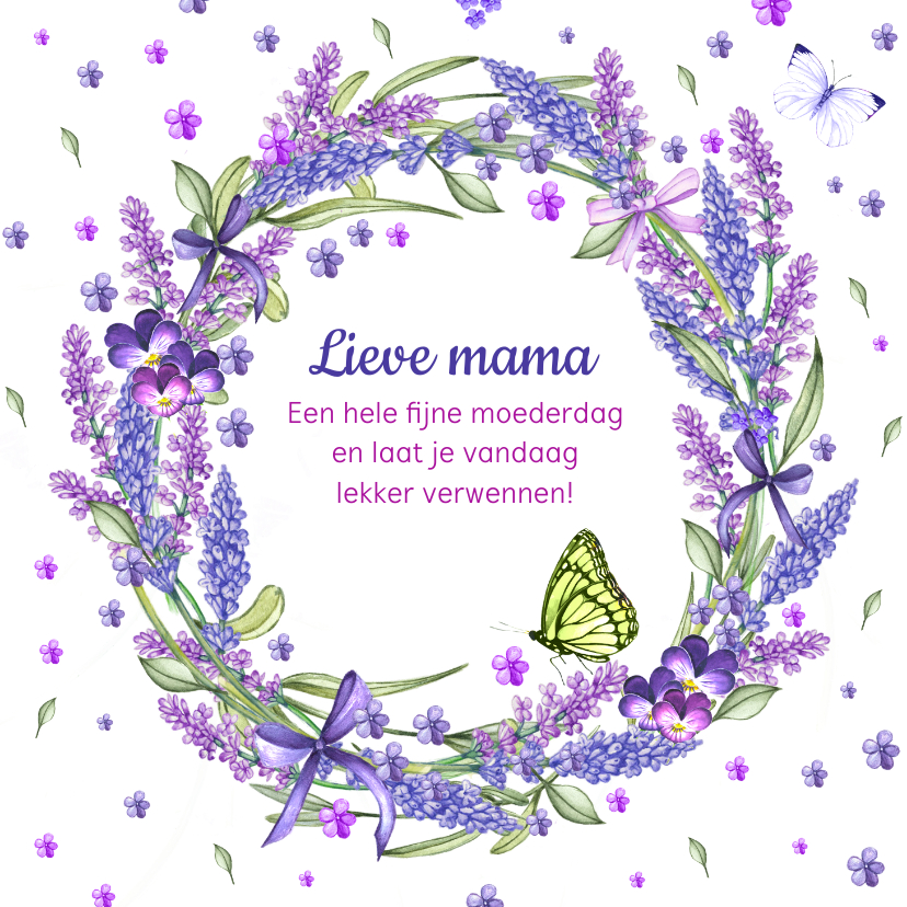 Moederdag lavendelkrans - Moederdag kaarten Moederdag kaarten - Moederdag lavendelkrans