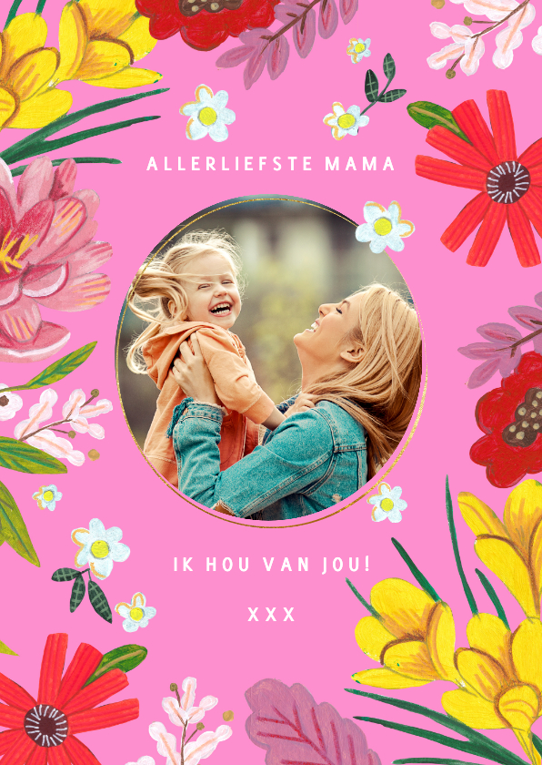 Moederdag kaarten - Moederdag lente bloemen en foto