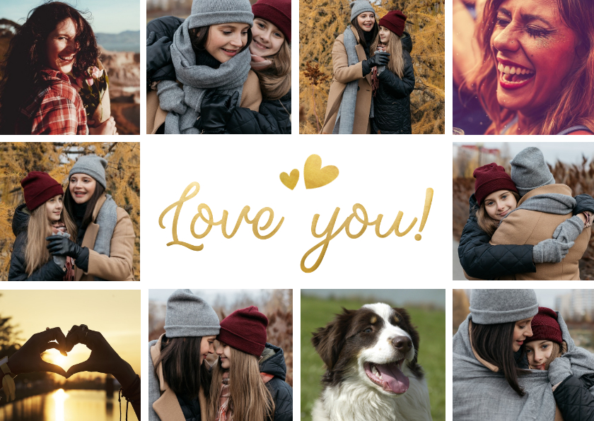 Moederdag love you fotocollage kaart met 10 foto's - Moederdag kaarten Moederdag kaarten - Moederdag love you fotocollage kaart met 10 foto's