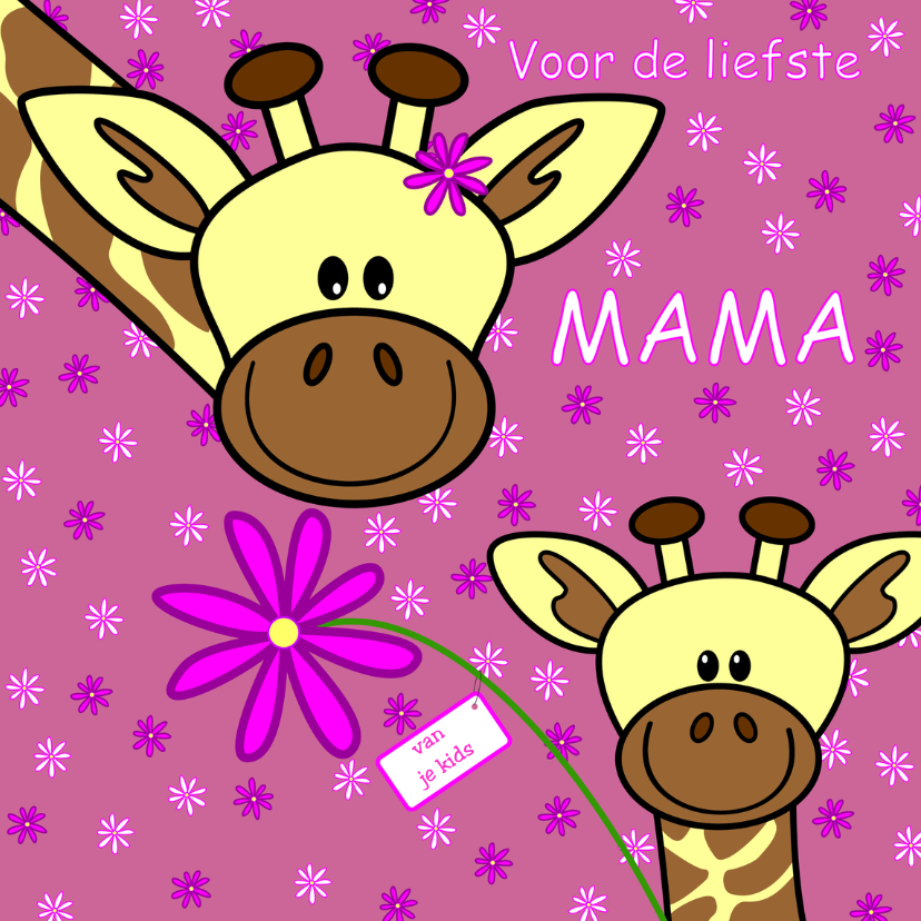 Moederdag kaarten - Moederdag   mama giraf en haar kindje