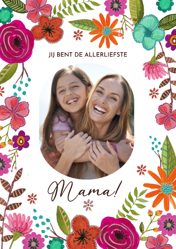 Moederdag kaarten - Moederdag met bloemen en foto