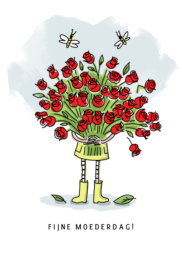 Moederdag kaarten - Moederdag met grote bos rozen