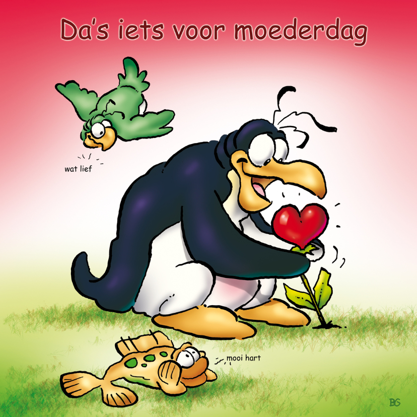 Moederdag penguins 4 hartje - RN - Moederdag kaarten Moederdag kaarten - Moederdag penguins 4 hartje - RN
