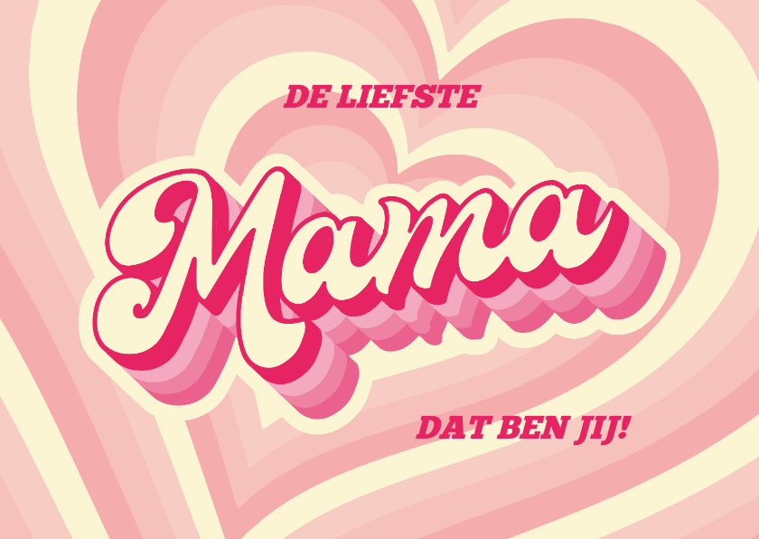 Moederdag retro 'Mama' roze met hart op achtergrond - Moederdag kaarten Moederdag kaarten - Moederdag retro 'Mama' roze met hart op achtergrond