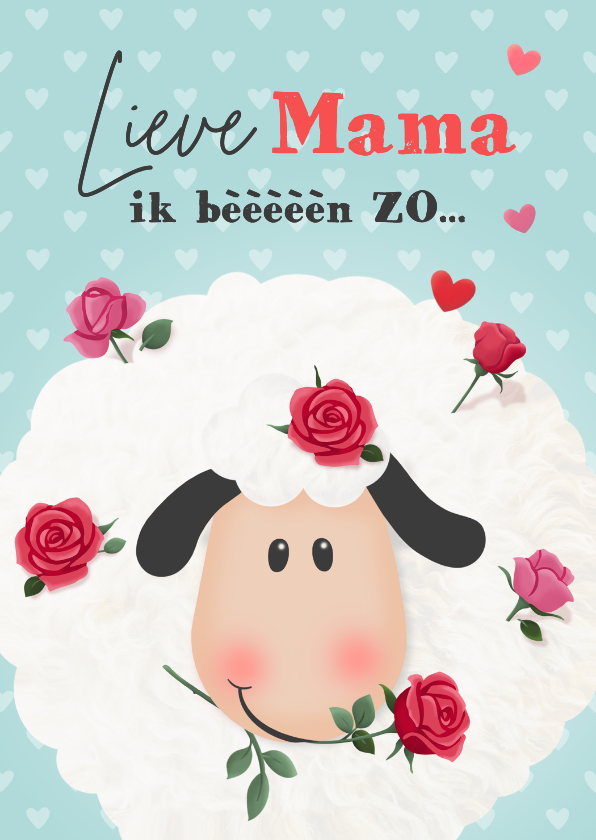 Moederdag kaarten - Moederdag schaap met rozen
