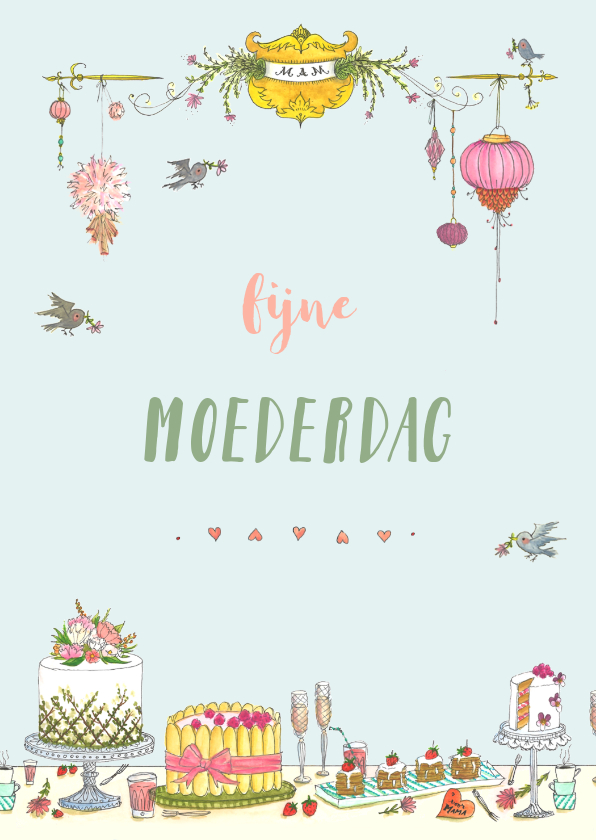 Moederdag taartjes en vogeltjes - Moederdag kaarten Moederdag kaarten - Moederdag taartjes en vogeltjes