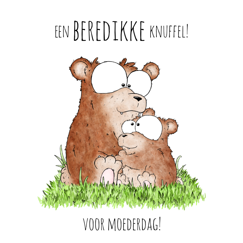 Moederdag kaarten - Moederdagkaart beertjes - Een beredikke knuffel voor mama!