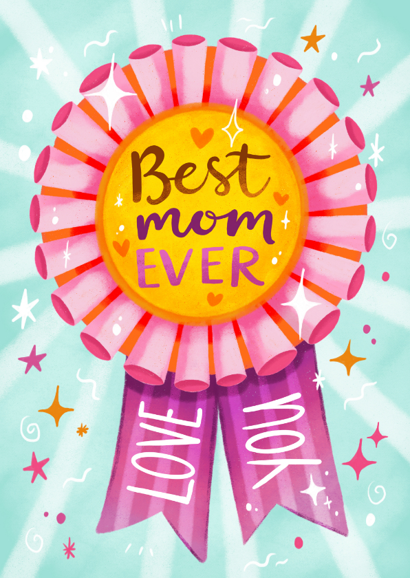 Moederdag kaarten - Moederdagkaart beste moeder award medaille liefste mama