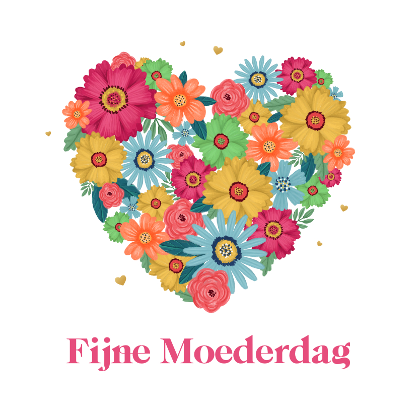 Moederdag kaarten - Moederdagkaart bloemen hart fijne Moederdag kleurrijk