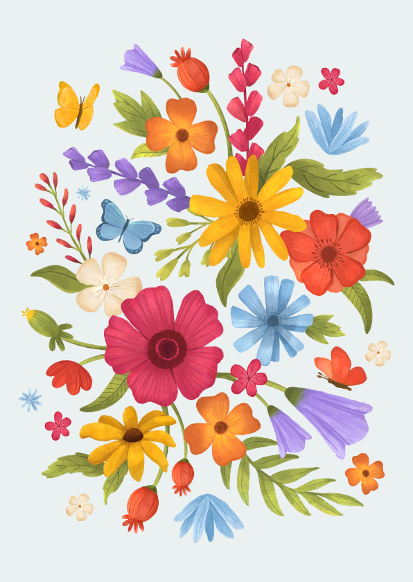 Moederdag kaarten - Moederdagkaart bloemen illustratie kleurrijk liefste mama 