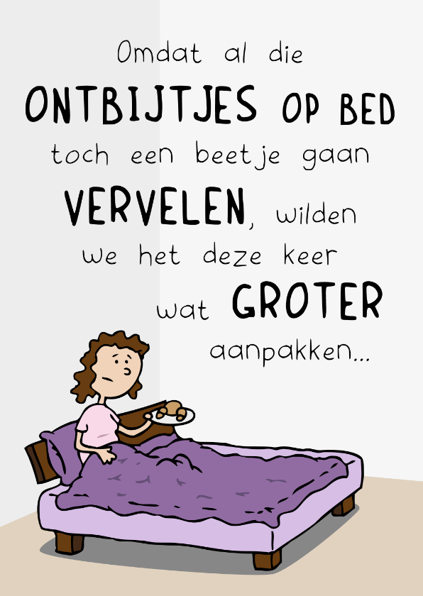 Moederdag kaarten - Moederdagkaart chocoladefondue op bed