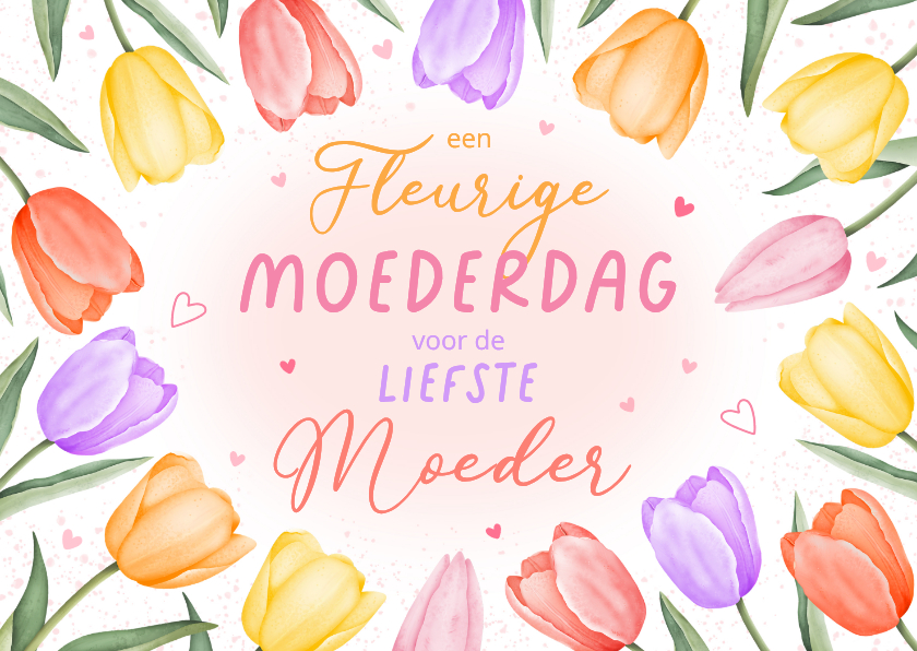 Moederdag kaarten - Moederdagkaart fleurige aquarel tulpen