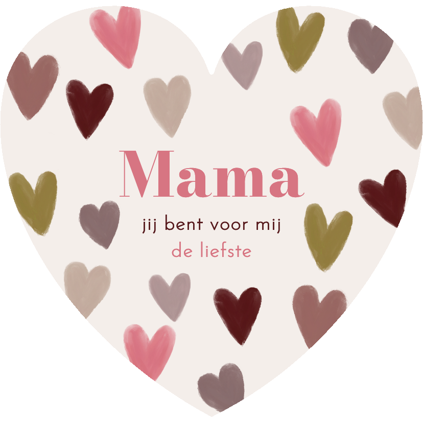 Moederdag kaarten - Moederdagkaart hartvorm gekleurde harten liefste mama