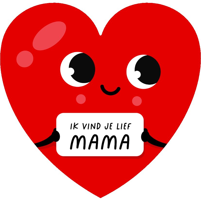 Moederdag kaarten - Moederdagkaart in hart vorm lief rood hart met oogjes