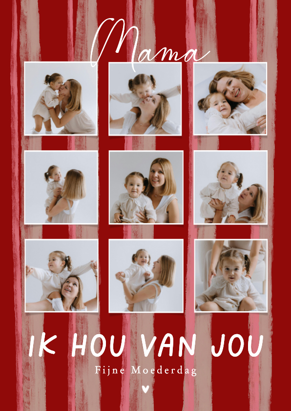 Moederdag kaarten - Moederdagkaart kleurrijke strepen fotocollage hou van jou