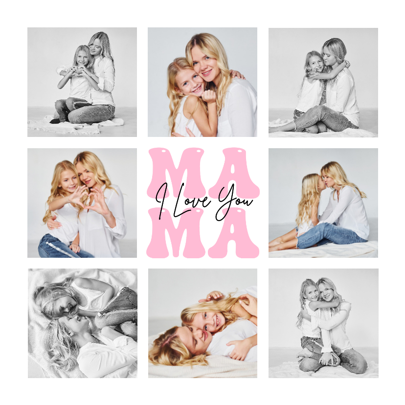 Moederdag kaarten - Moederdagkaart liefste mama fotokaart fotocollage hip