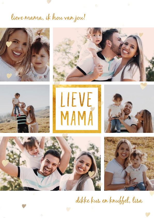 Moederdagkaart 'lieve mama' met 6 foto's - Moederdag kaarten Moederdag kaarten - Moederdagkaart 'lieve mama' met 6 foto's