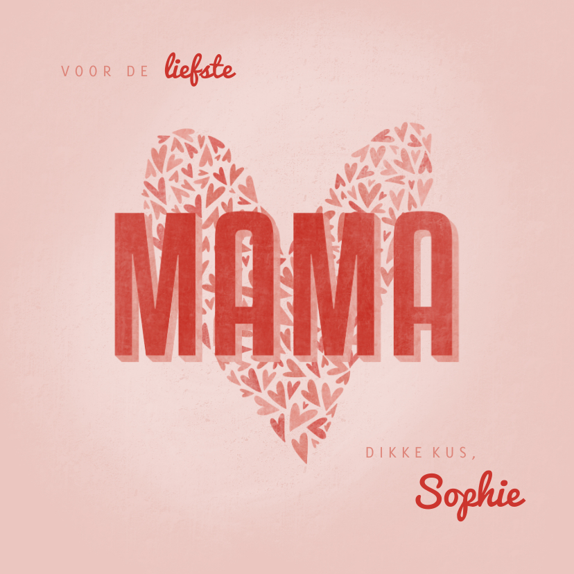 Moederdag kaarten - Moederdagkaart MAMA met hart en naam