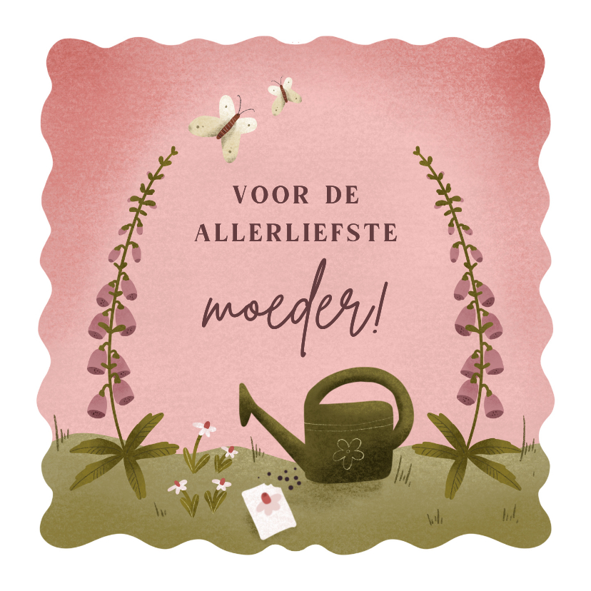 Moederdag kaarten - Moederdagkaart met bloemen gieter en bloemzaadjes