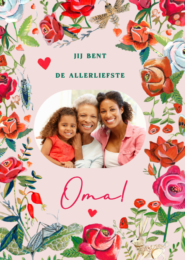 Moederdag kaarten - Moederdagkaart met foto en rode rozen