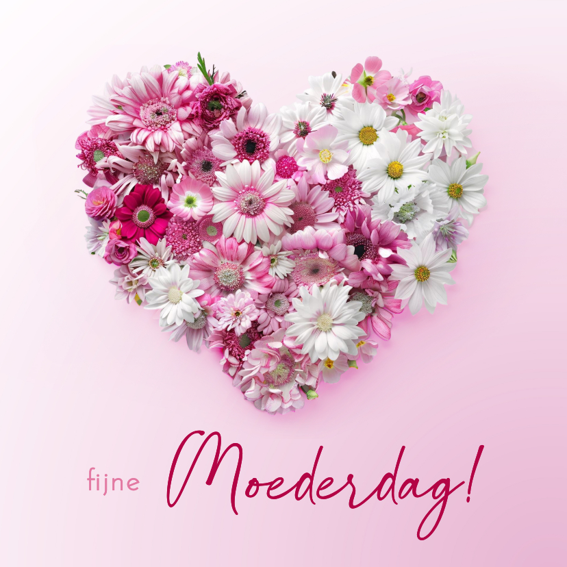Moederdag kaarten - Moederdagkaart met hart van bloemen