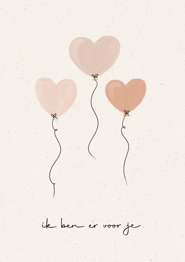 Moederdag kaarten - Moederdagkaart met hartjes ballonen ik ben er voor je